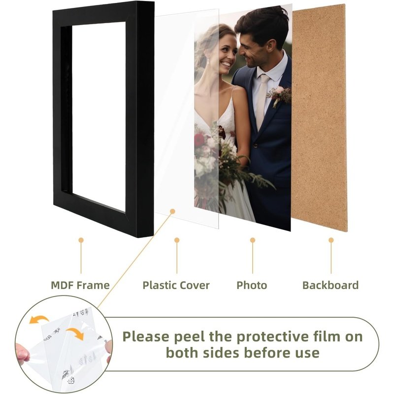 4X6 Inch Set of 10 Wooden Picture Frames, Tabletop or Wall Display