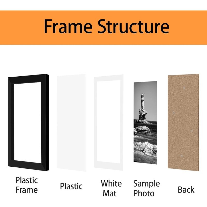 11X14 Picture Frame Set of 5, Display Pictures 8X10 with Mat or 11X14 without Mat