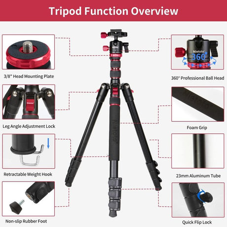 68" Professional DSLR Camera Tripod & Monopod Stand for Camera Photography