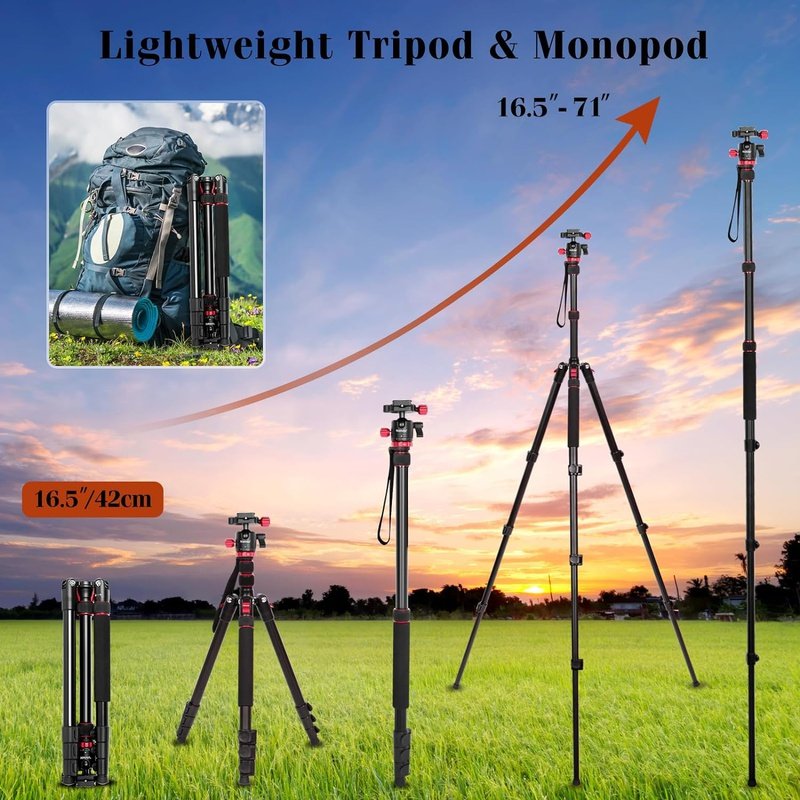 68" Professional DSLR Camera Tripod & Monopod Stand for Camera Photography