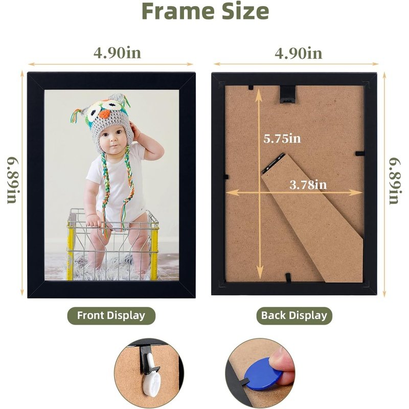 4X6 Inch Set of 10 Wooden Picture Frames, Tabletop or Wall Display