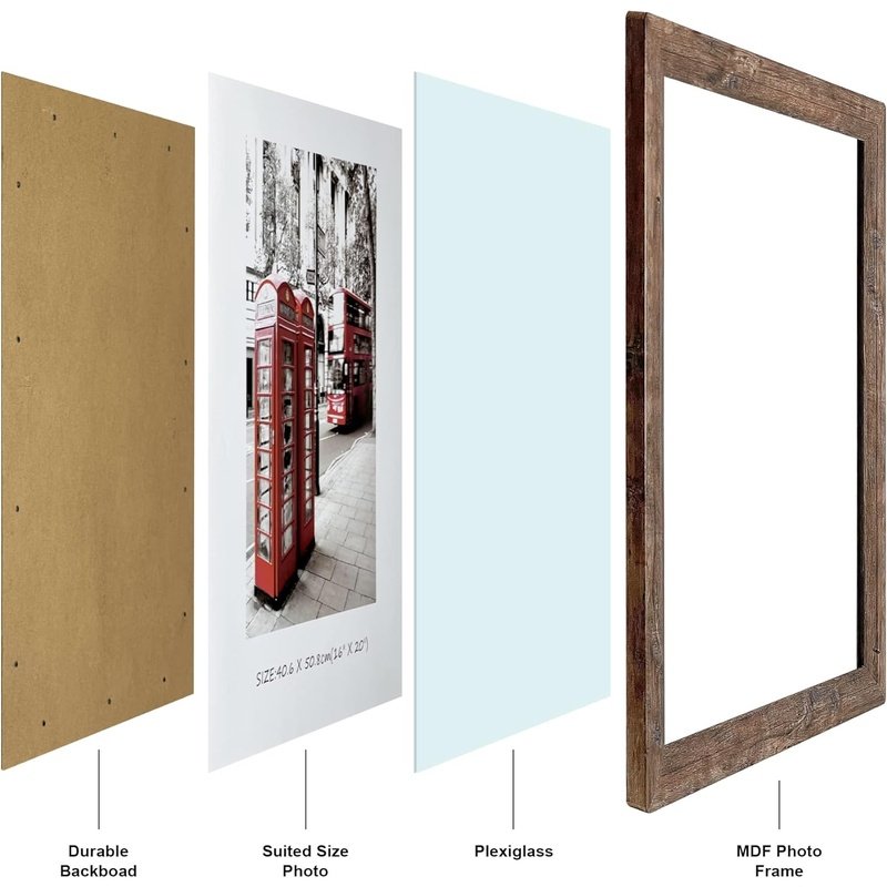 16X20 Set of 2 Picture Frames Composite Wooden Rustic Rounded Corners w/Hanging Hardware