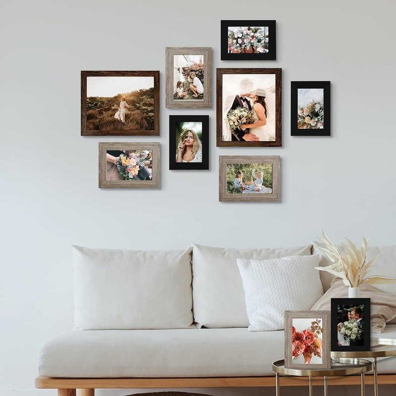 Gallery Wall Frame Set, Collage 10-Pack with 8X10 5X7 4X6 Frames in 3 Different Finishes