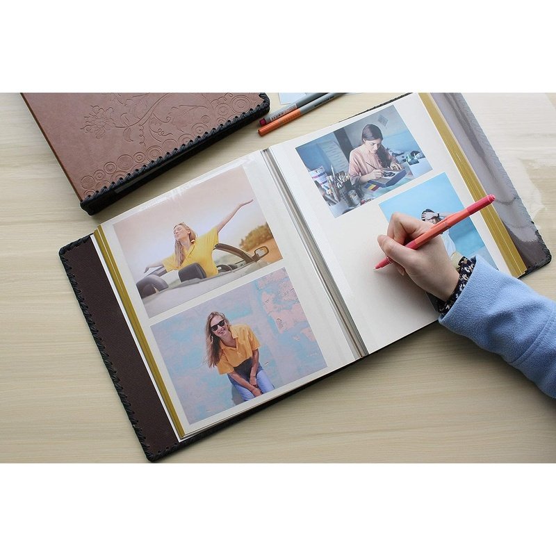 Photo Album Book Family Album, Leather Cover, Holds 3X5, 4X6, 5X7, 6X8, 8X10 Photos