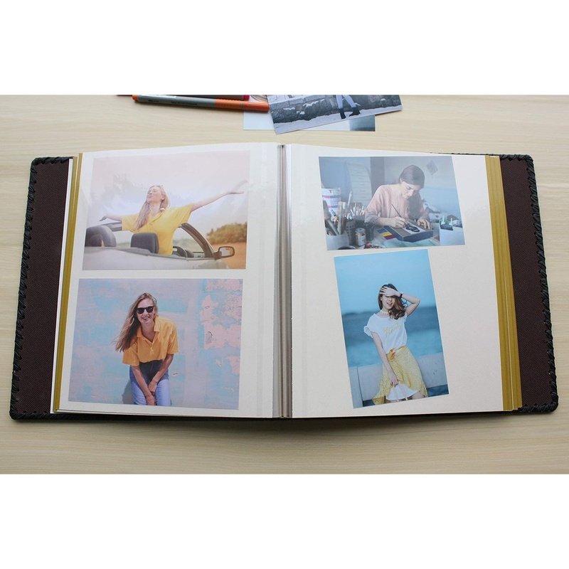 Photo Album Book Family Album, Leather Cover, Holds 3X5, 4X6, 5X7, 6X8, 8X10 Photos