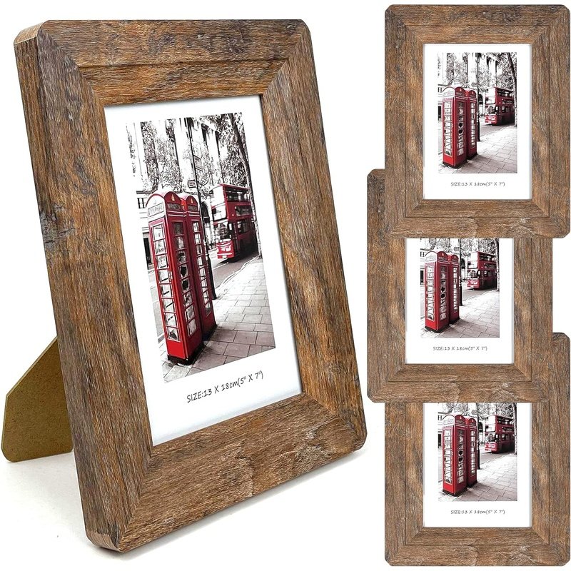 Set of 4 Wooden 4X6 Picture Frames, Brown Stock up today!