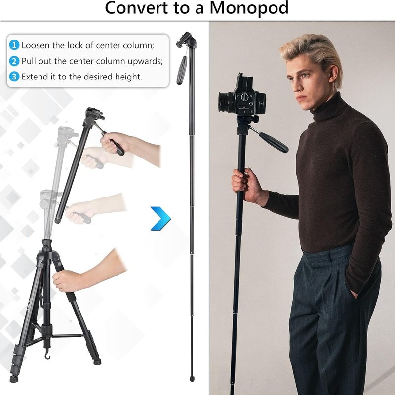 ARTCISE FZ20 70” Lightweight Camera Tripod with Adjustable Ball Head