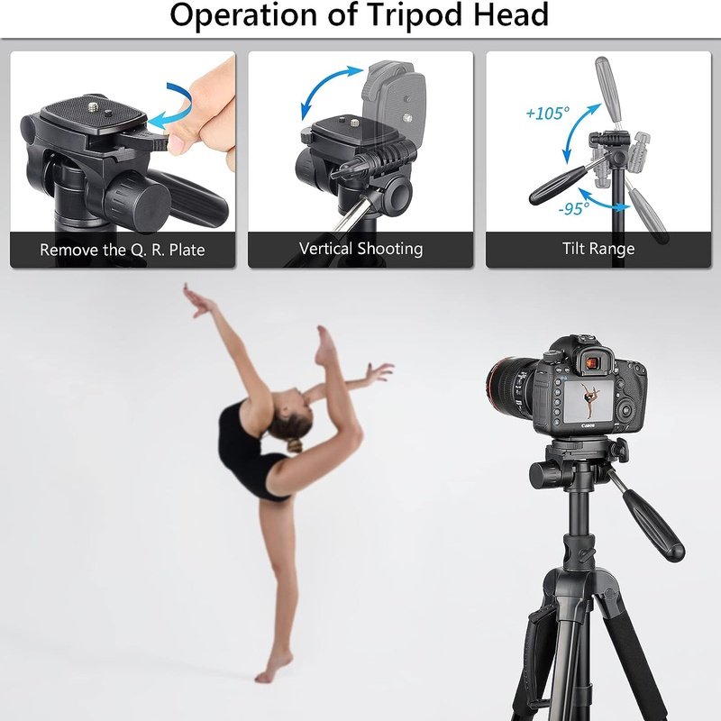 ARTCISE FZ20 70” Lightweight Camera Tripod with Adjustable Ball Head