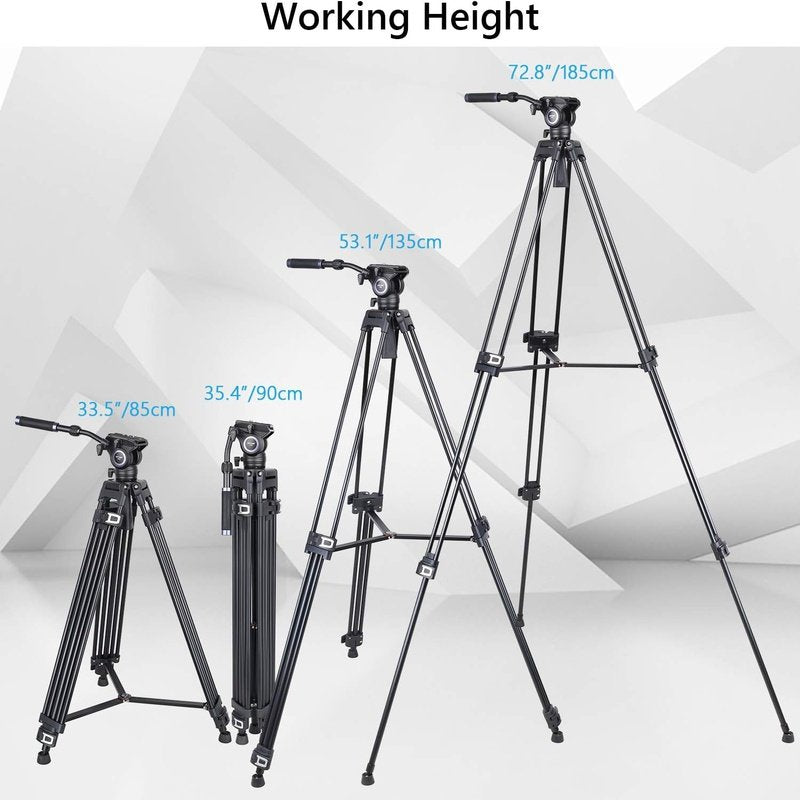 ARTCISE MF70 72" Professional Heavy Duty Fluid Head Tripod w/Dolly