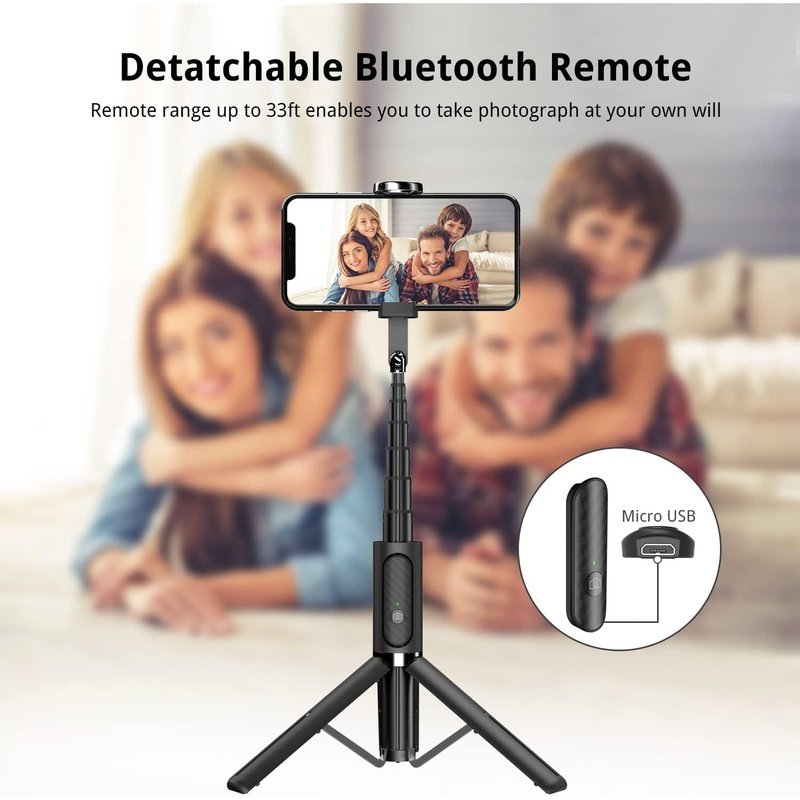 ATUMTEK Selfie Stick Extendable Tripod with Wireless Bluetooth Remote