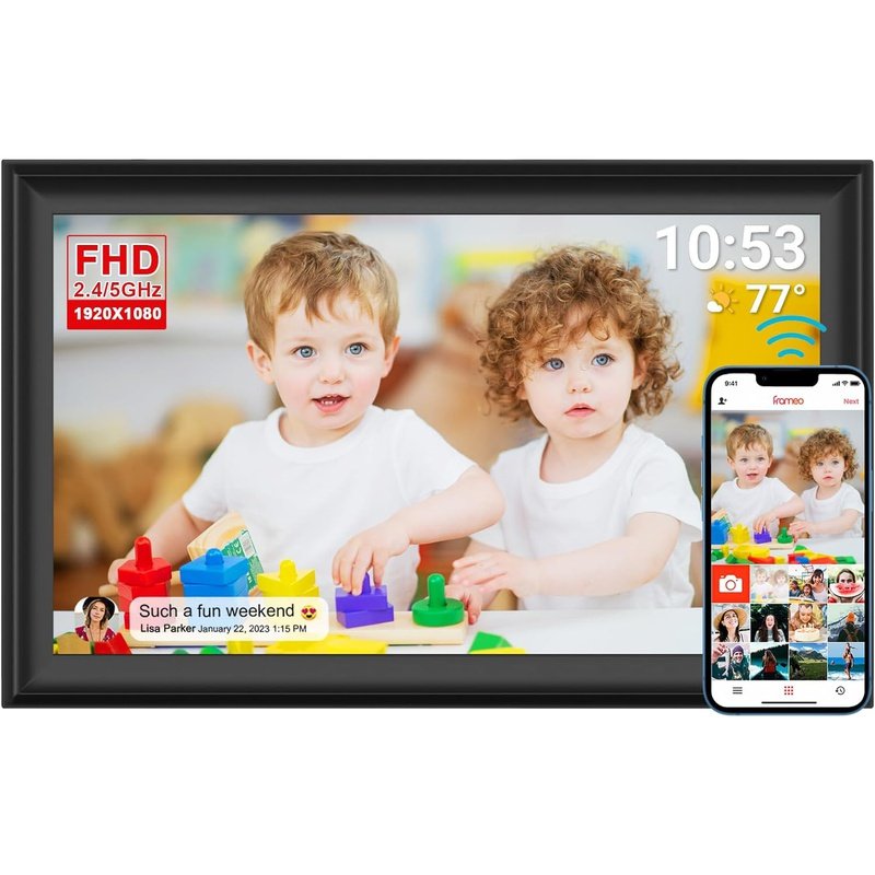 Akimart Digital Photo Frame, WiFi, LCD Touch Screen, Auto-Rotate, Built in 16GB Memory