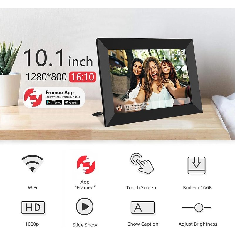 Akimart Digital Photo Frame, WiFi, LCD Touch Screen, Auto-Rotate, Built in 16GB Memory