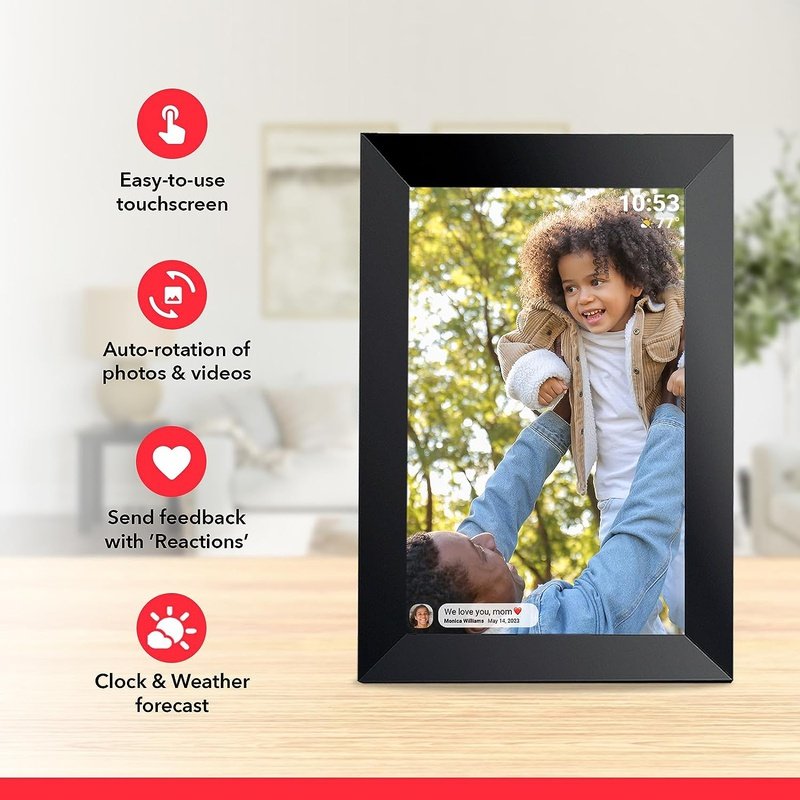 Akimart Digital Photo Frame, WiFi, LCD Touch Screen, Auto-Rotate, Built in 16GB Memory