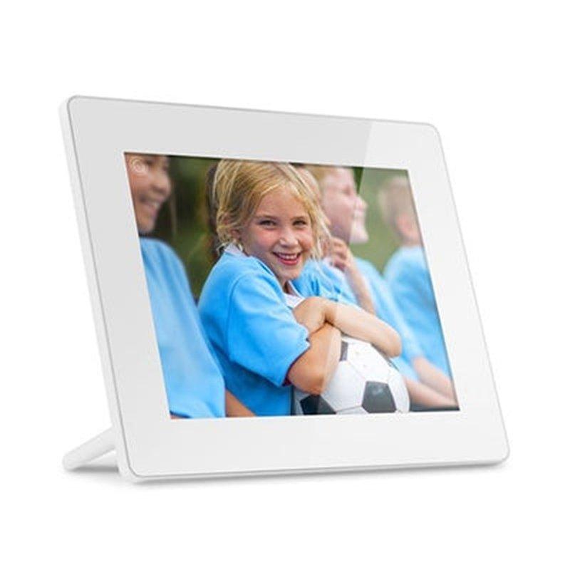 Aluratek 8 Inch WiFi Digital Photo Frame w/Touchscreen LCD Display, 16GB Built-in Memory, White