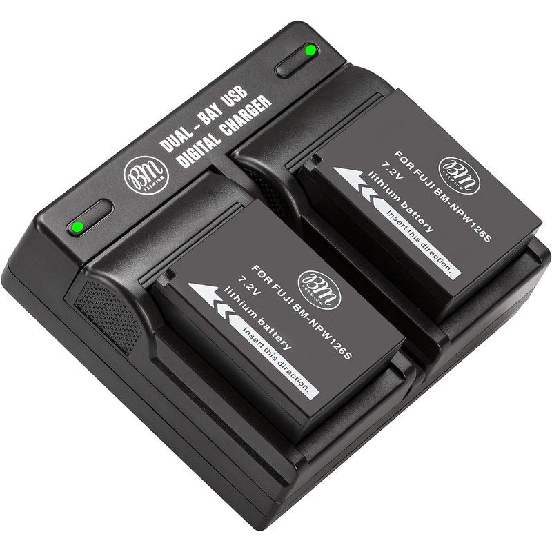 BM Premium 2 Pack NP-W126S Battery and Dual Charger for Select FujiFilm Cameras