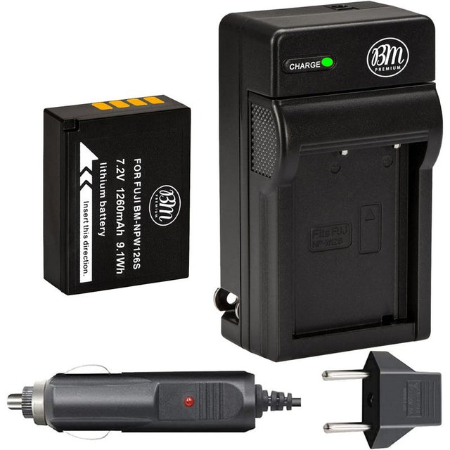 BM Premium NP-W126S Battery and Charger for Select FujiFilm Cameras