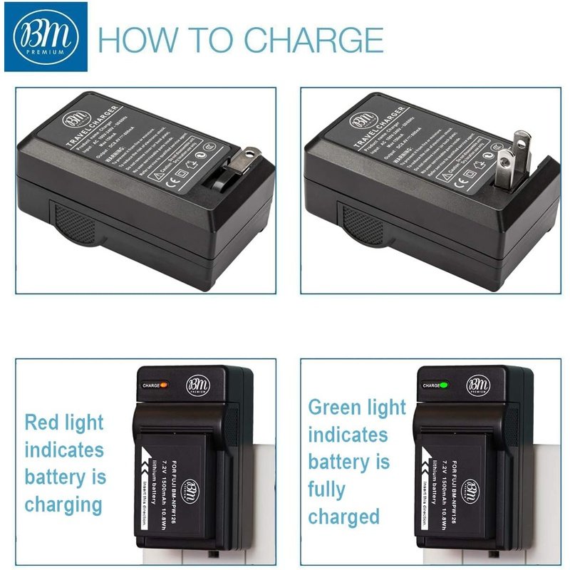 BM Premium NP-W126S Battery and Charger for Select FujiFilm Cameras