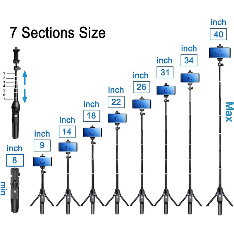 BZE Extendable 40 Inch Selfie Stick with Wireless Remote