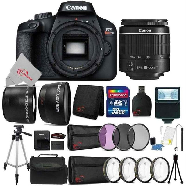 Canon EOS Rebel T100 DSLR Camera w/18-55mm Lens Bundle