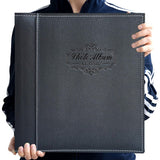 Classic Photo Album with Black Leather Cover, Magnetic Self-Stick Page