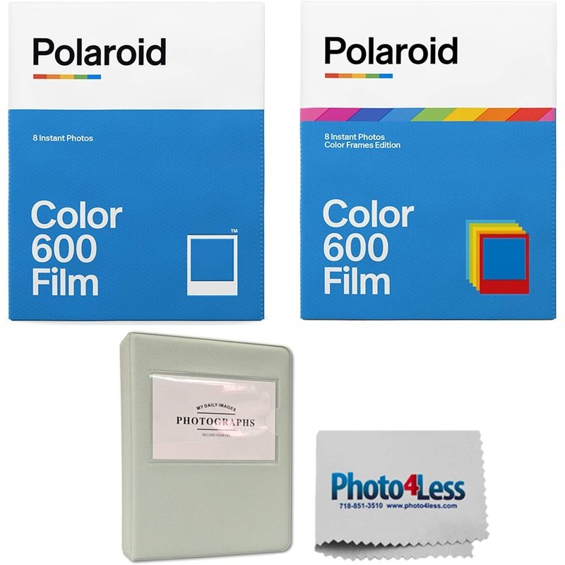 Color Film for 600 White and Color Frame, Photo Album, Cleaning Cloth, 2 Pack