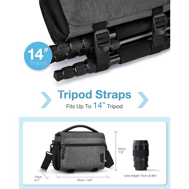 Compact Camera Shoulder Bag w/Tripod Holder