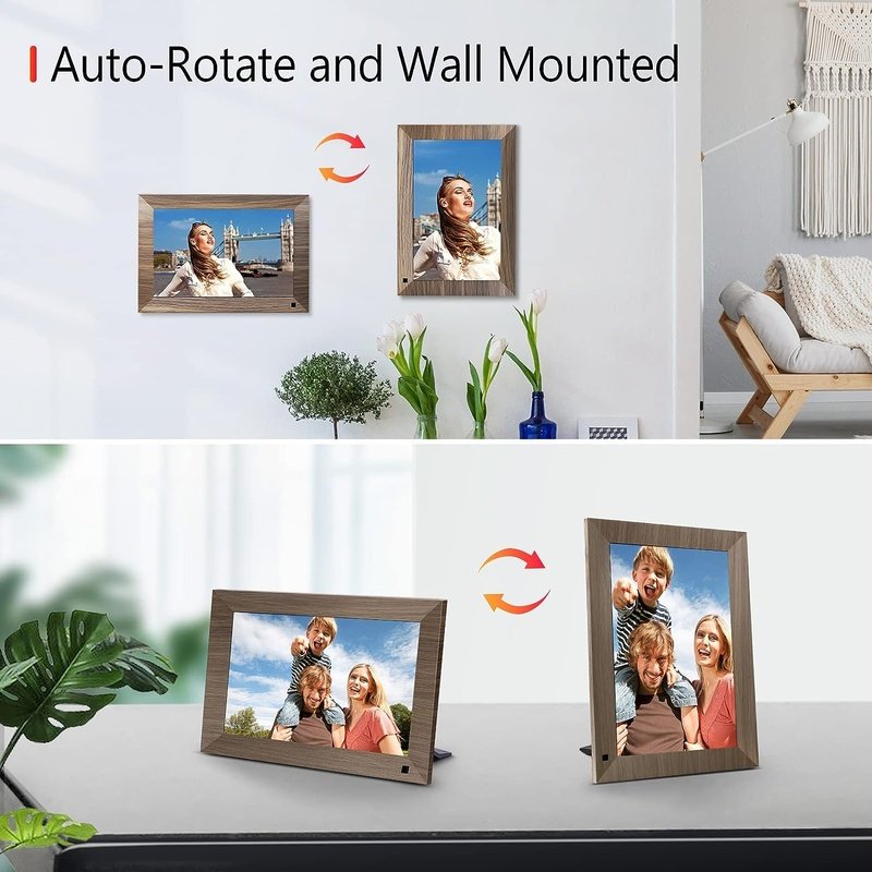 Digital Photo Frame 10.1" WiFi Touch Screen w/16GB Storage, Wall Mountable