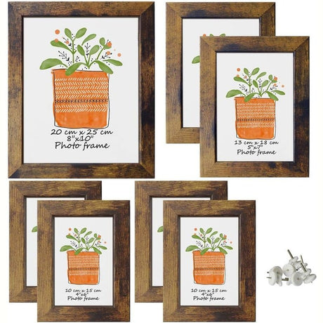 Distressed Gallery Wall Frame Set 7 Pack, One 8X10, Two 5X7, Four 4X6 Picture Frames