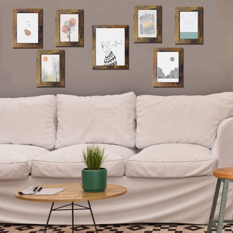 Distressed Gallery Wall Frame Set 7 Pack, One 8X10, Two 5X7, Four 4X6 Picture Frames