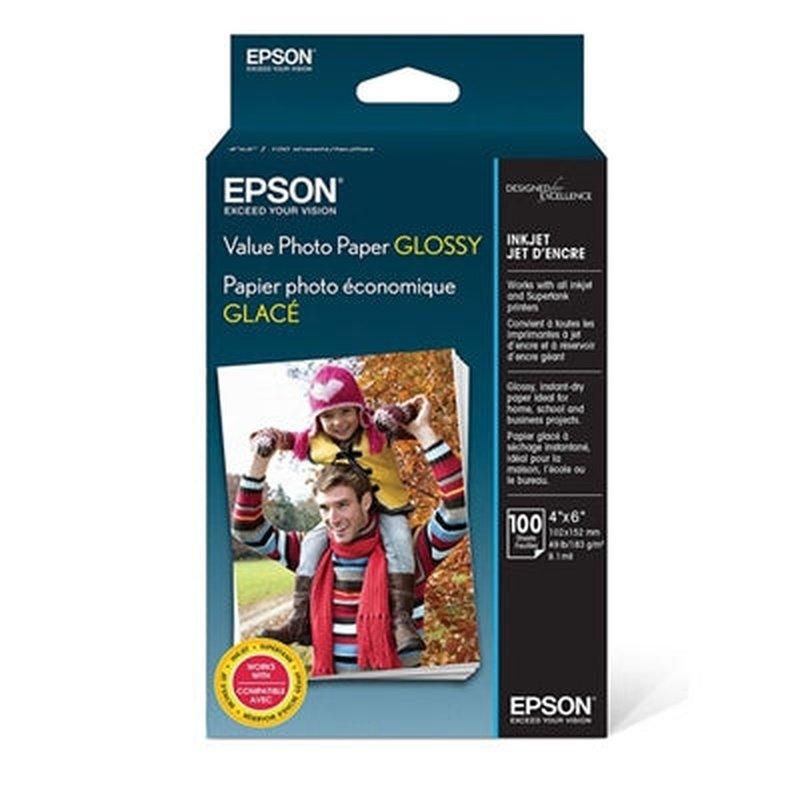 Epson Glossy Value Photo Paper, 100 Sheets 4X6 Inches, S400034