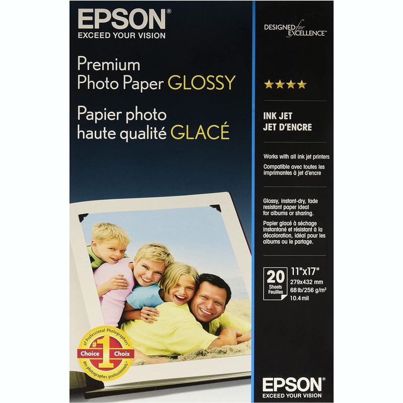 Epson Premium Photo Paper, Glossy, Various Quantities and Sizes