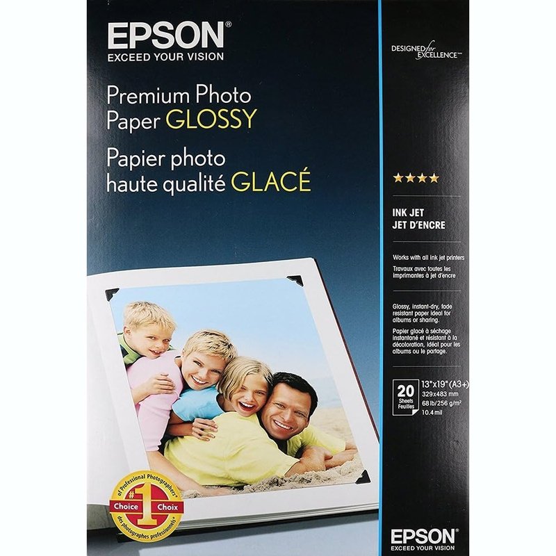 Epson Premium Photo Paper, Glossy, Various Quantities and Sizes