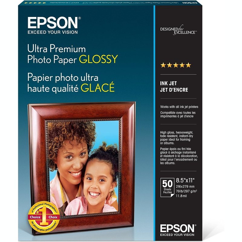 Epson Ultra Premium Photo Paper, Glossy 50 Sheets 8.5X11 Inches, S042175