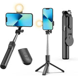 Extendable Selfie Stick Tripod with Light, Wireless Bluetooth Remote