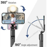 Extendable Selfie Stick Tripod with Light, Wireless Bluetooth Remote