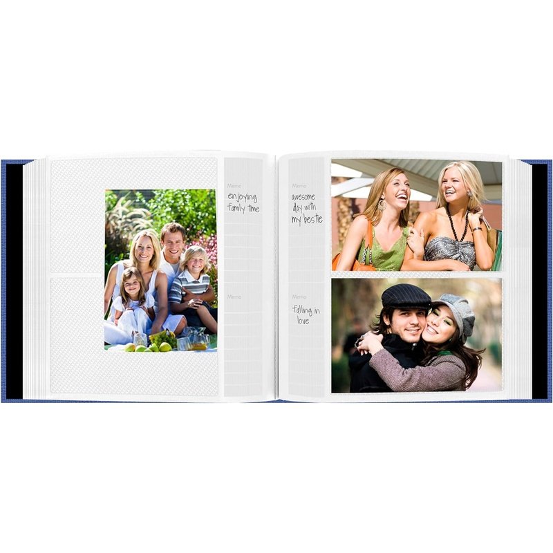 Fabric Frame Cover Photo Album 200 Pockets Hold 4X6 Photos, Sky Blue