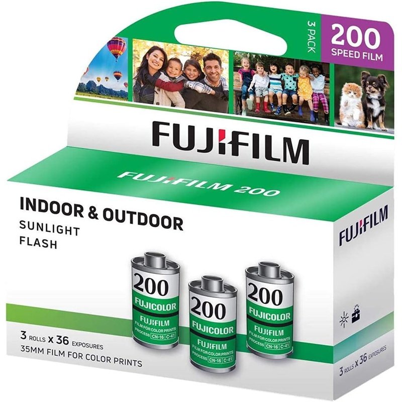 FujiFilm Fujicolor 200 Color Negative Film 35mm Roll Film, 36 Exposures, 3-Pack