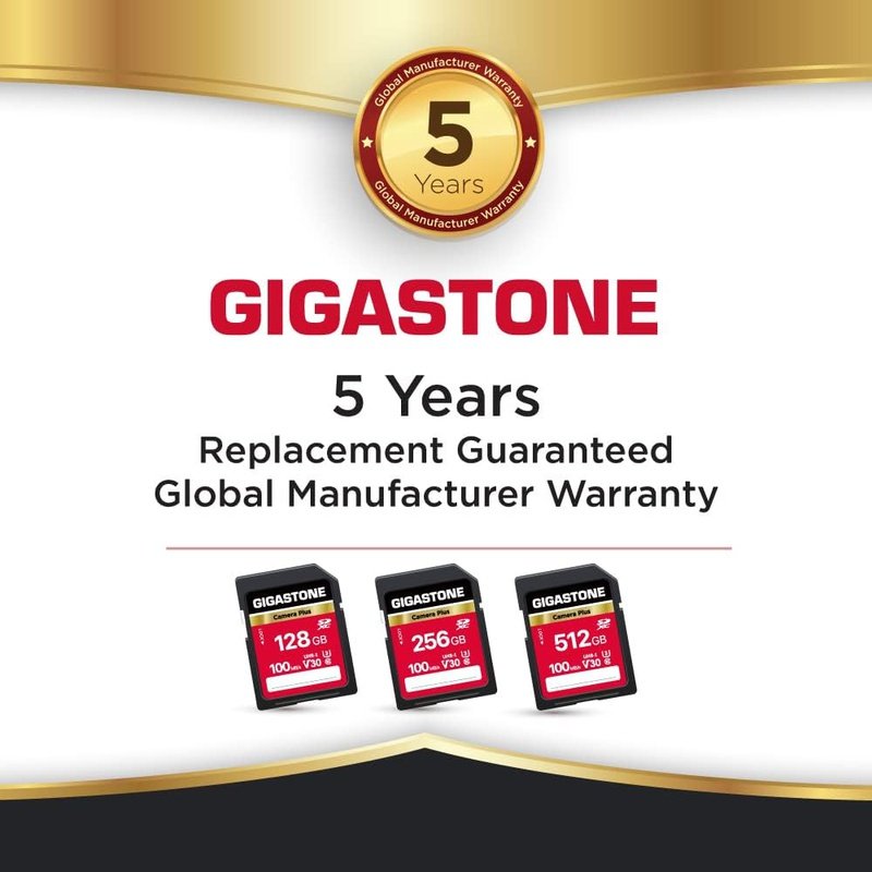 Gigastone 128GB 256GB or 512GB SD Card, V30 SDXC Camera Plus Memory Card