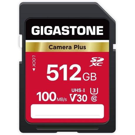 Gigastone 128GB 256GB or 512GB SD Card, V30 SDXC Camera Plus Memory Card