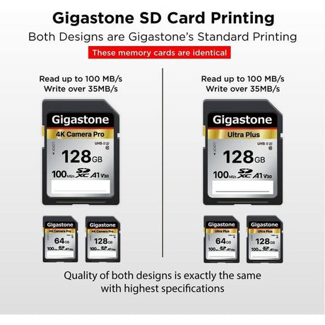 Gigastone 128GB or 256GB SD Card V30 SDXC Memory Card, Single or 2 Pack