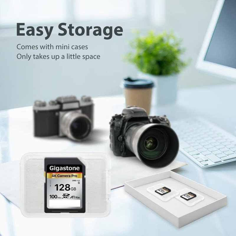 Gigastone 128GB or 256GB SD Card V30 SDXC Memory Card, Single or 2 Pack