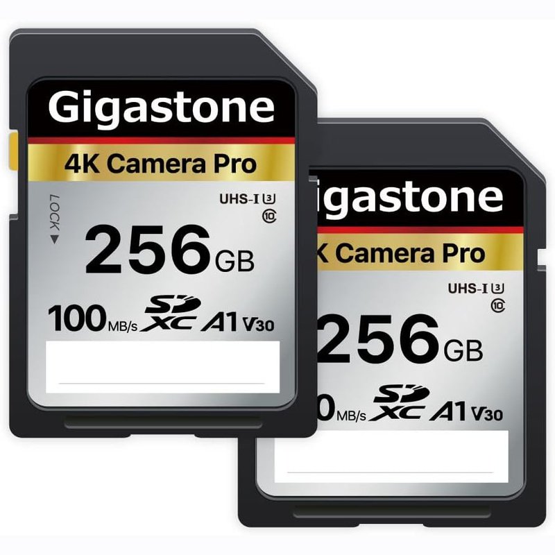 Gigastone 128GB or 256GB SD Card V30 SDXC Memory Card, Single or 2 Pack