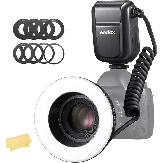 Godox MF-R76 Macro LED Ringlight Flash, 8Pc Adapter Rings