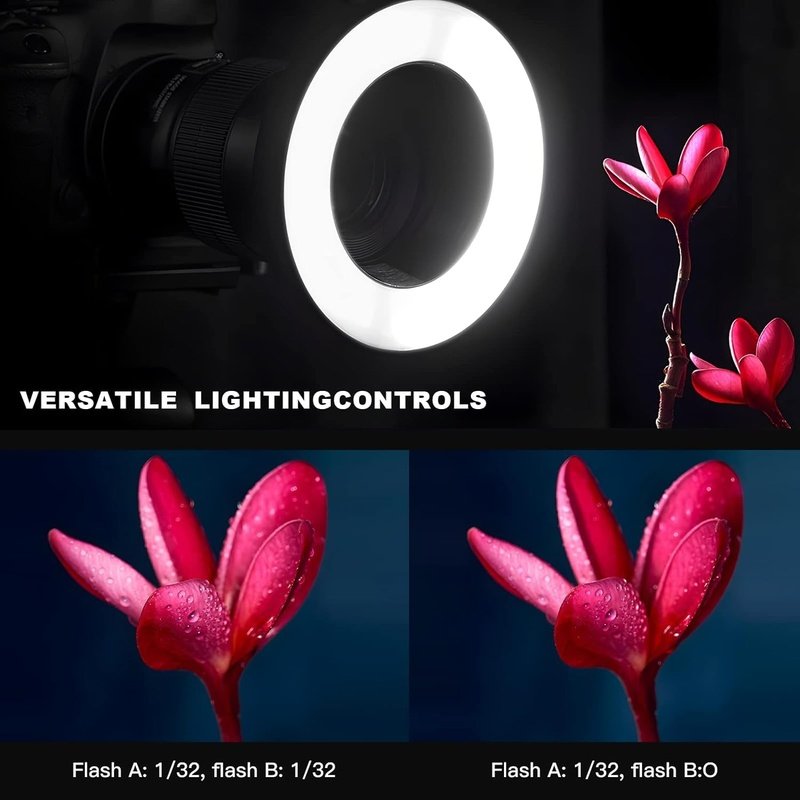 Godox MF-R76 Macro LED Ringlight Flash, 8Pc Adapter Rings