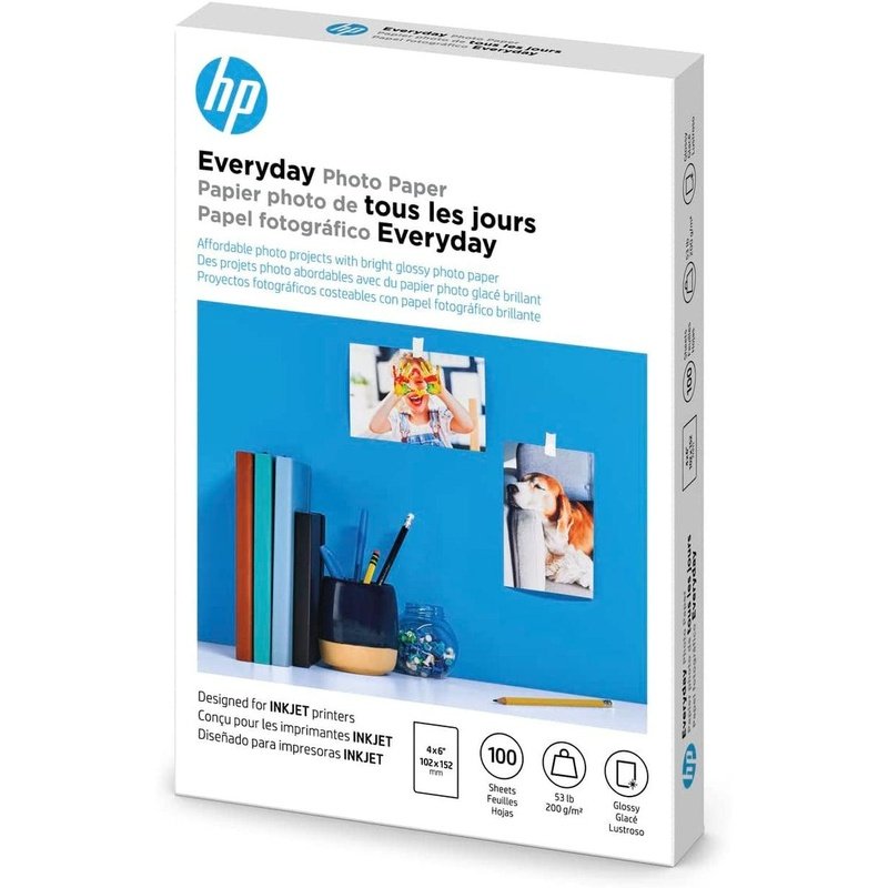 HP Everyday Photo Paper Glossy 100 Sheets 4X6 Inch, CR759A