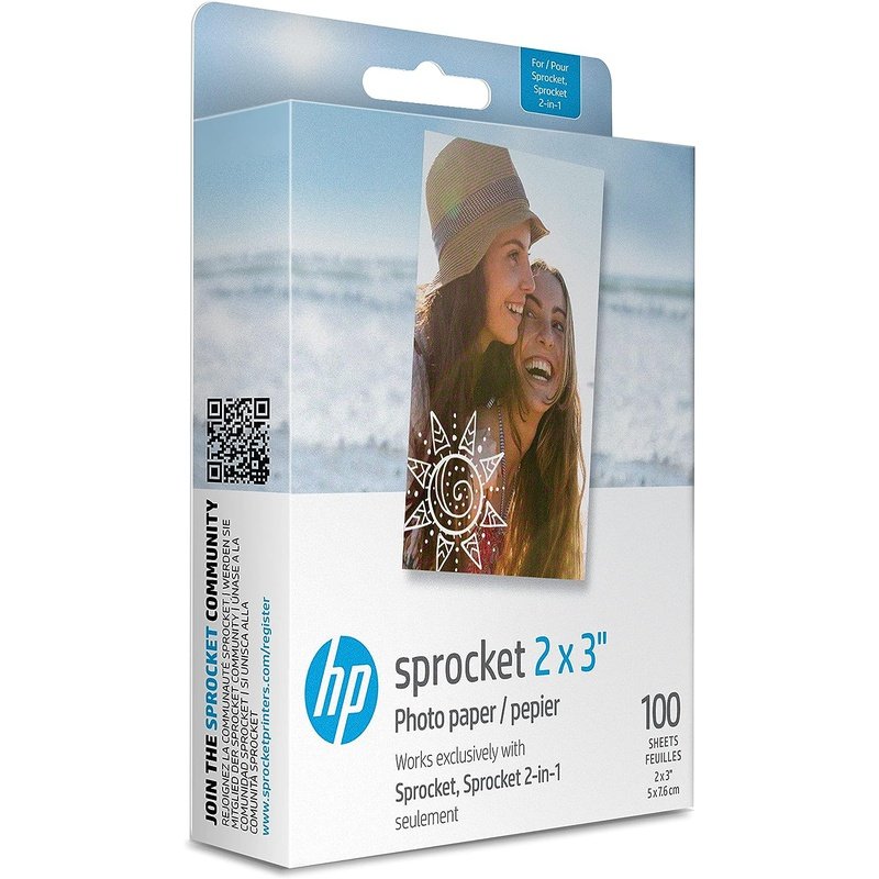 HP Sprocket 2X3" Premium Zink Sticky Back Photo Paper, Basic or Bundle