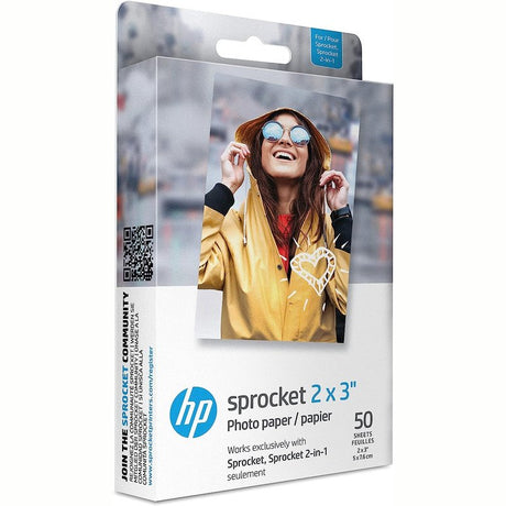 HP Sprocket 2X3" Premium Zink Sticky Back Photo Paper, Basic or Bundle