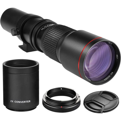 High-Power 500mm-1000mm F/8 Manual Telephoto Lens for Canon SLR Cameras