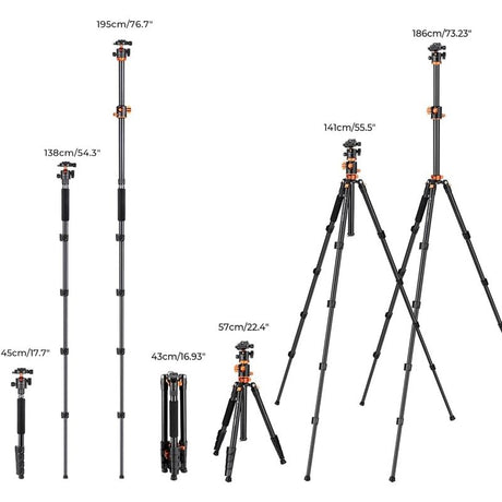 K&F Concept Aluminum Camera Tripod 73 Inch or 90 Inch w/28mm Ball Head