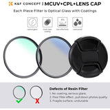 K&F Concept MCUV Polarizer and ND Filter Kit, plus Pouch K-Series